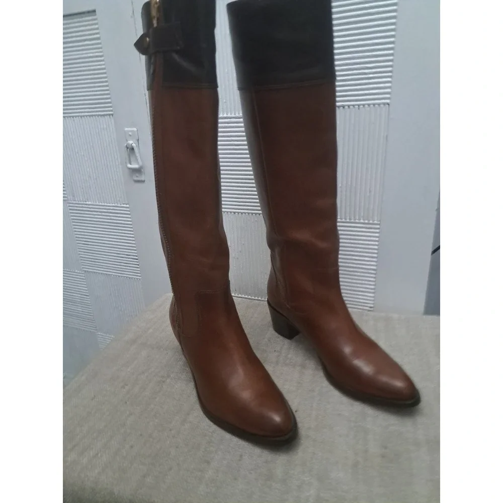 DVF Diane Von Furstenberg Boots Size 6 Brown‎ Black Knee High Equestrian